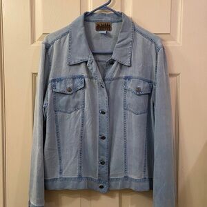 City Speak 100% Silk Jacket Denim Lightweight Light Blue Wash Casual WM SZ L